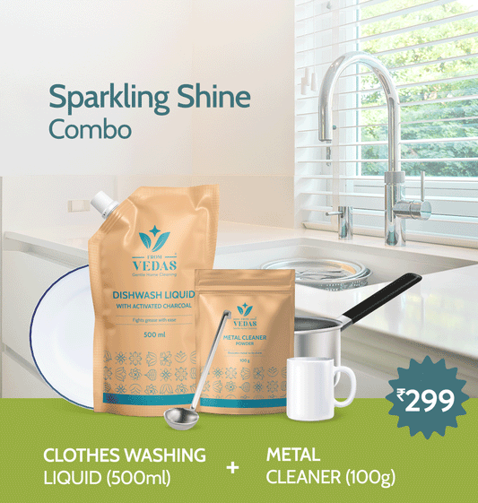 Sparkling Shine Combo - Dishwash Liquid (500ml) + Metal Cleaner (100g)