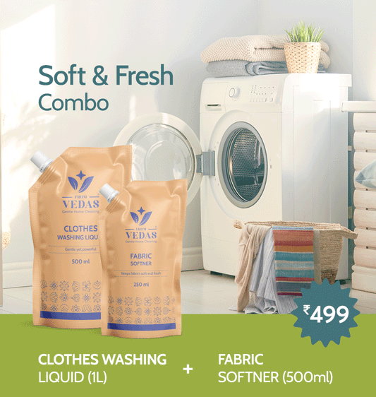 Soft & Fresh Combo - Clothes Washing Liquid (1L) + Fabric Softener (250ml)